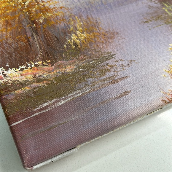 Vintage Signed Oil Painting Cabin In The Woods Measuring 10”x 8” - Picture 16 of 16